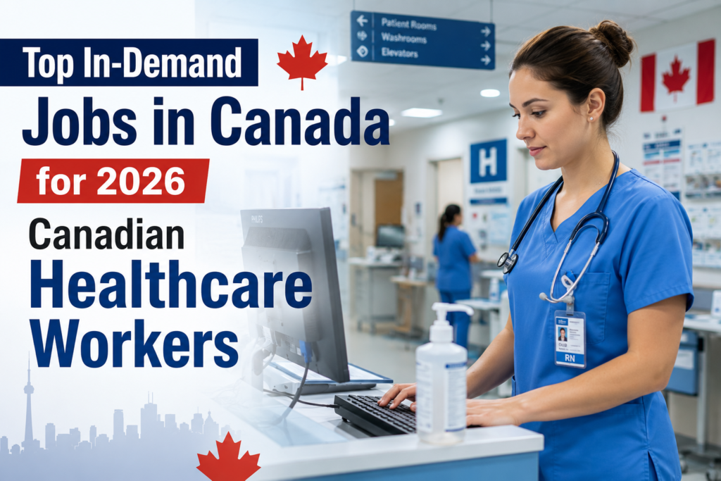 Nurse in scrubs working at a Canadian hospital